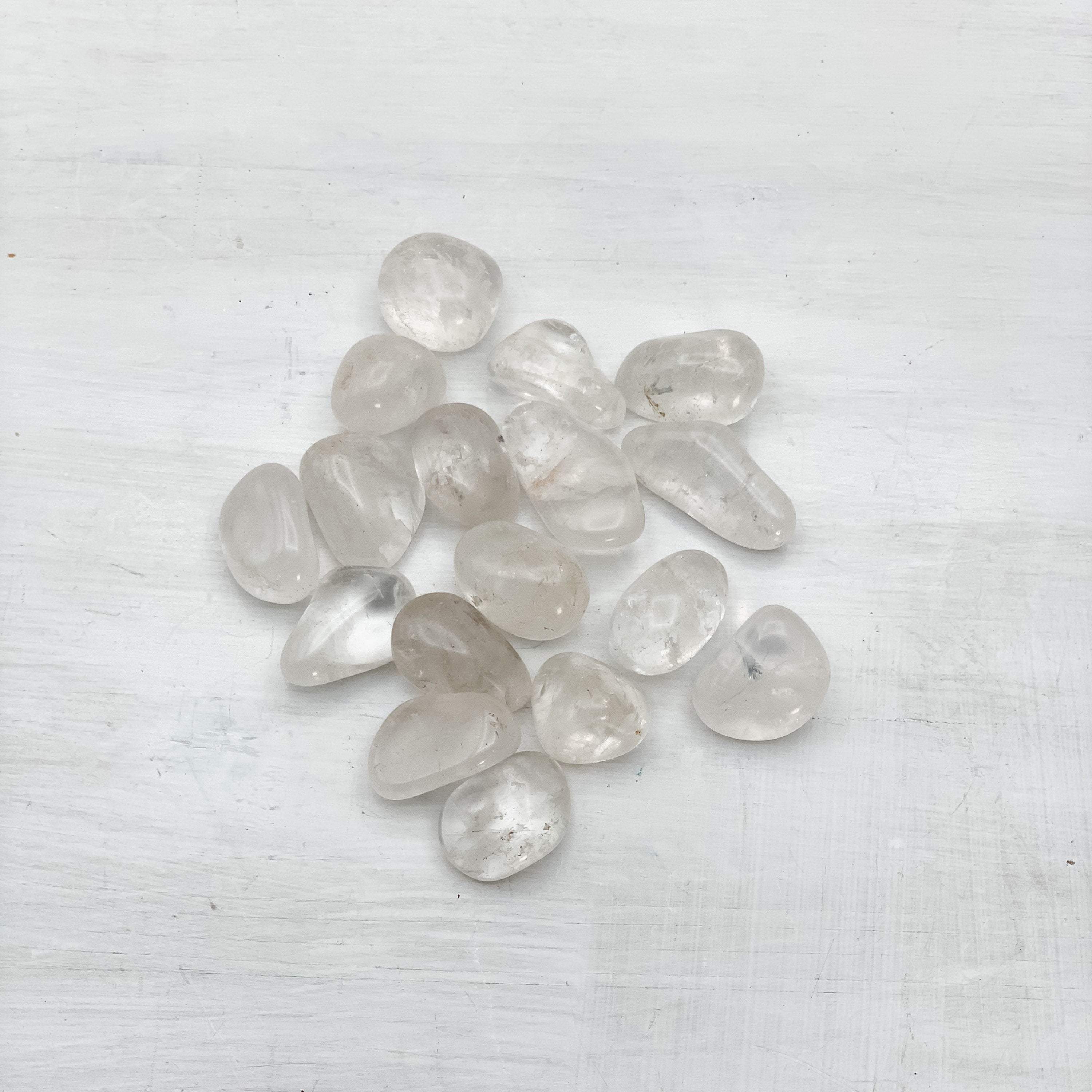 Clear Quartz Crystal, Tumbled, Polished Stone (1”) - Interiors in Balance