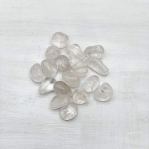 Clear Quartz Crystal, Tumbled, Polished Stone (1”) - Interiors in Balance