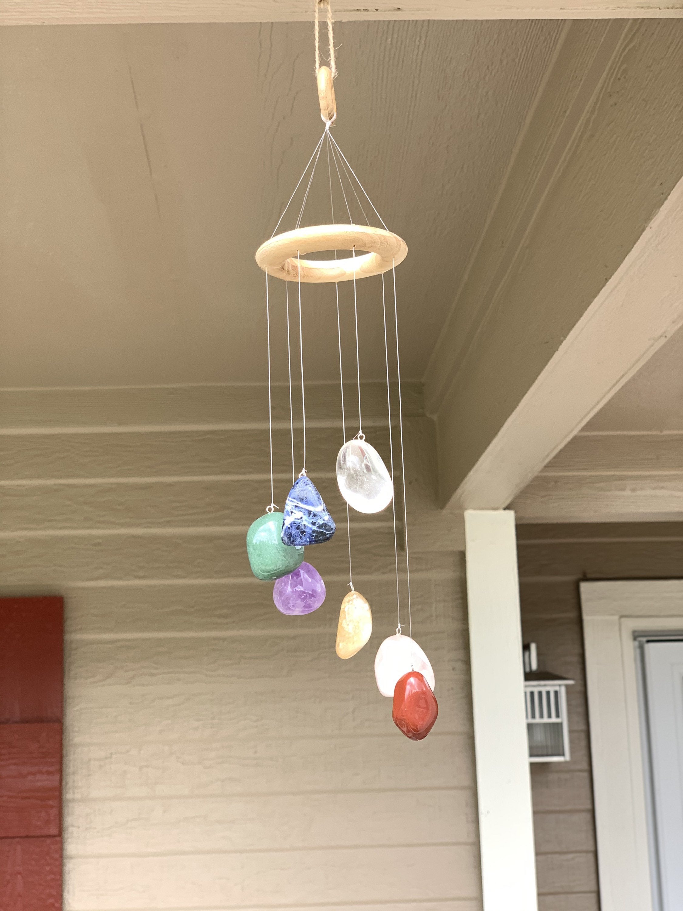 Chakra Stone Mobile, Crystal Wind Chime for Indoor Display - Interiors in Balance