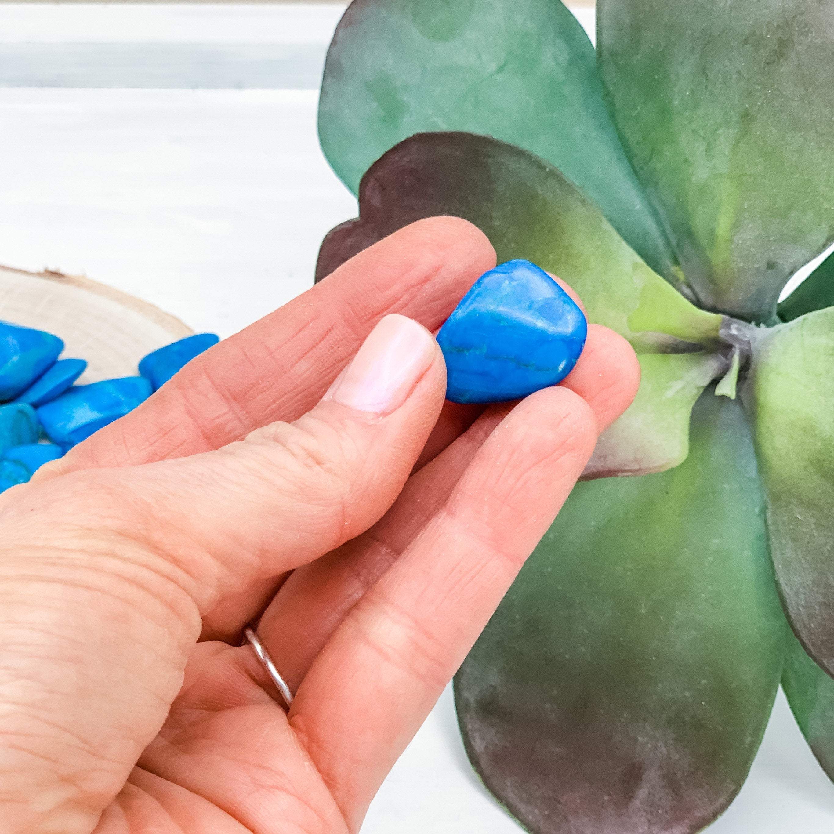 Blue Howlite Tumbled Polished Pocket Stone - 1 Per Order - Interiors in Balance