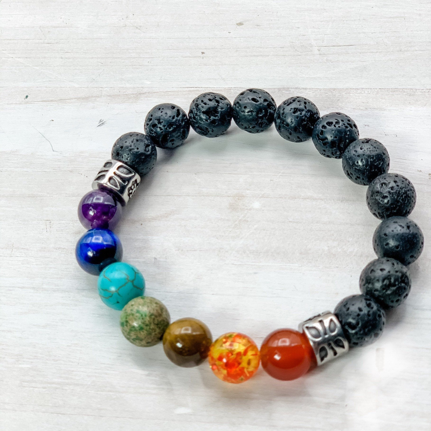 Chakra Bracelet with Volcanic Lava Stones for Essential Oils - Interiors in Balance