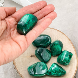 Malachite African Polished Tumbled Stone (1 Per Order) - Interiors in Balance