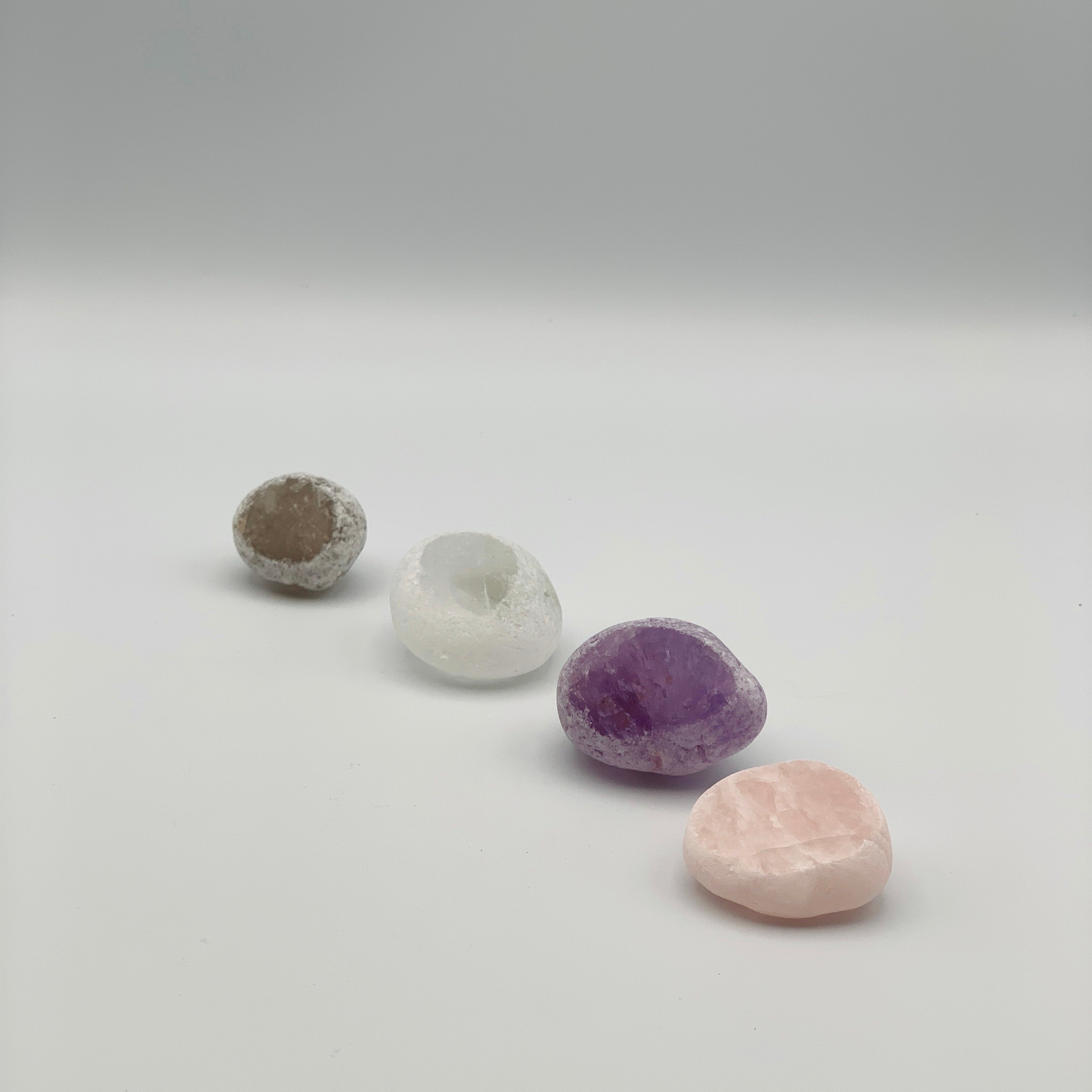 4 Seer Stones: Rose, Smokey, Crystal Quartz, Amethyst