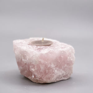 Raw Rose Quartz Candle/Succulent Holder