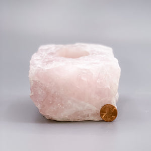 Raw Rose Quartz Candle/Succulent Holder