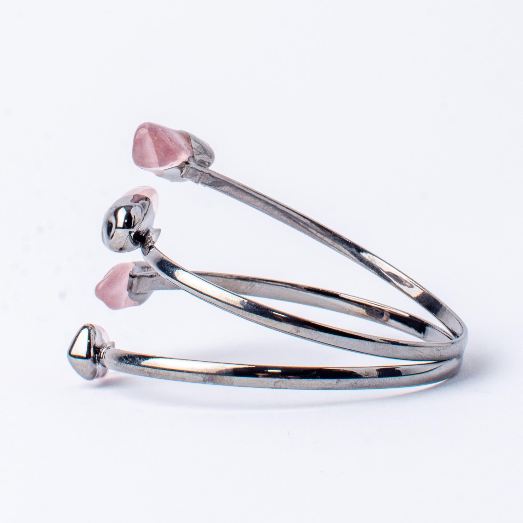 Rose Quartz, Layered Bangle Bracelet