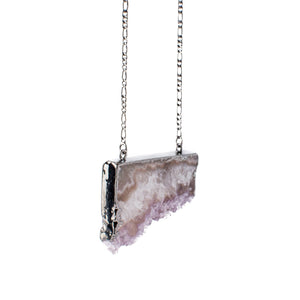 Amethyst and Agate Geode Necklace 34″