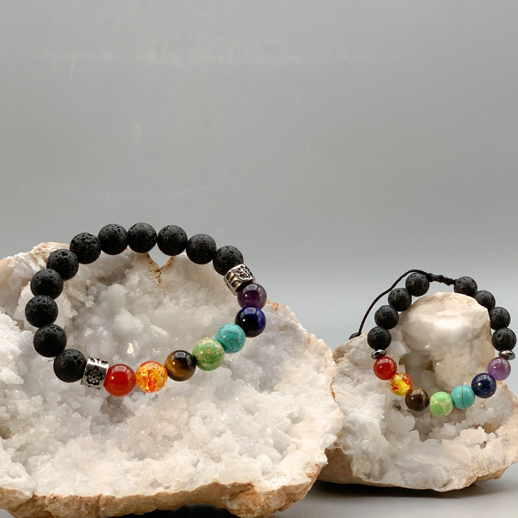 Set of Chakra Crystal Bracelets for Adult and Child