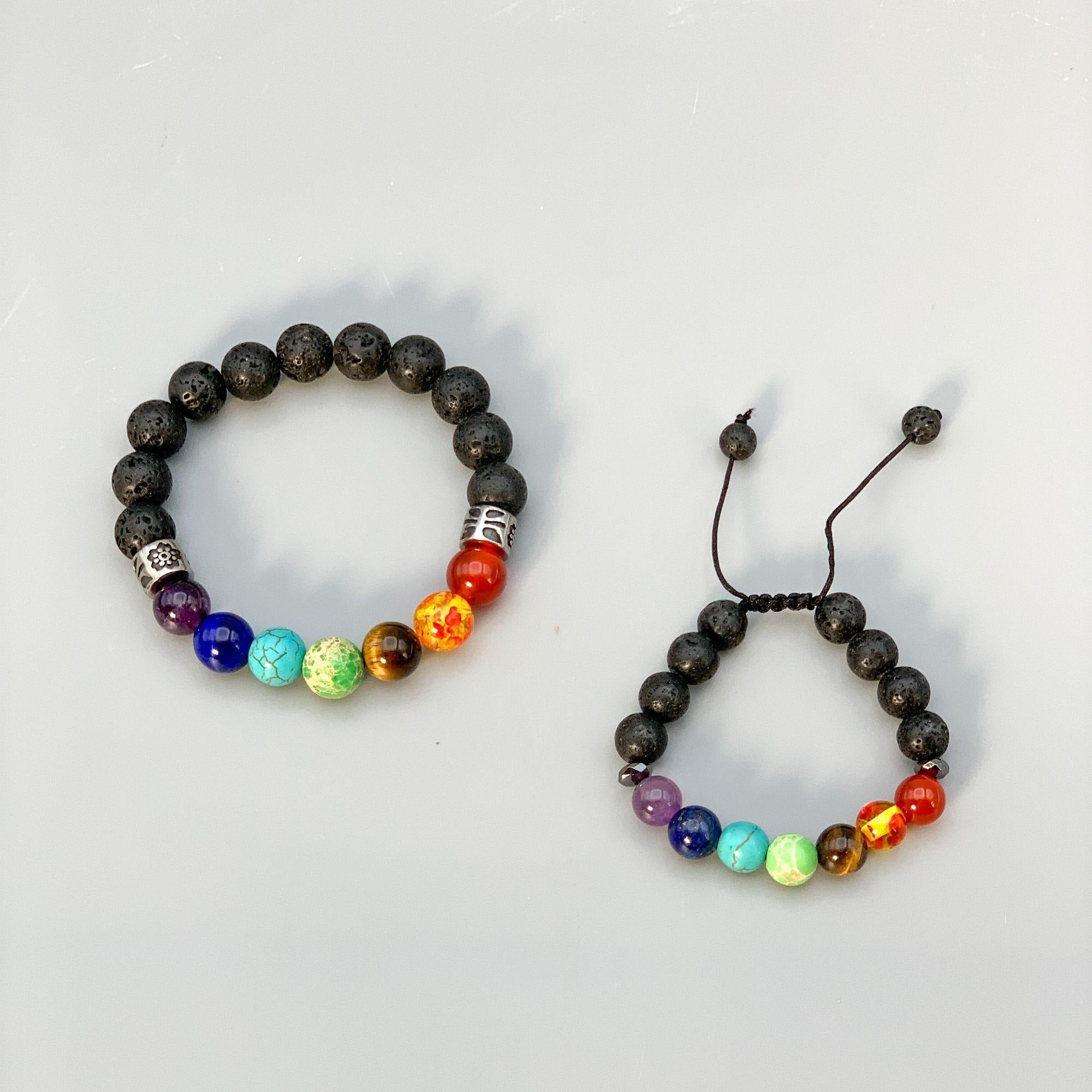 Set of Chakra Crystal Bracelets for Adult and Child