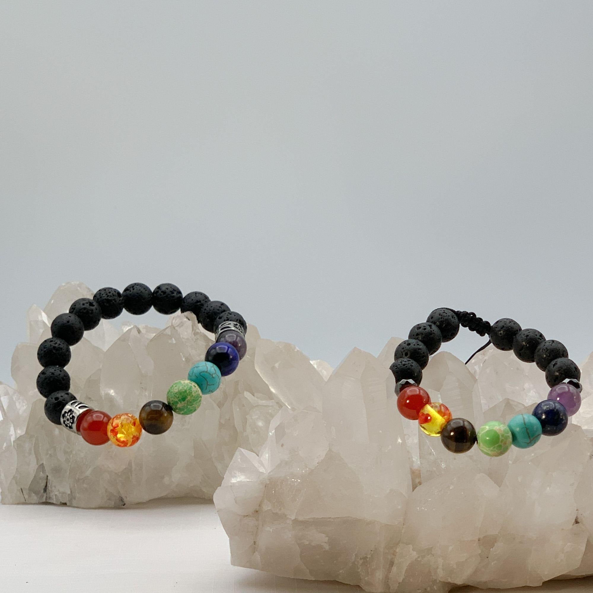 Set of Chakra Crystal Bracelets for Adult and Child