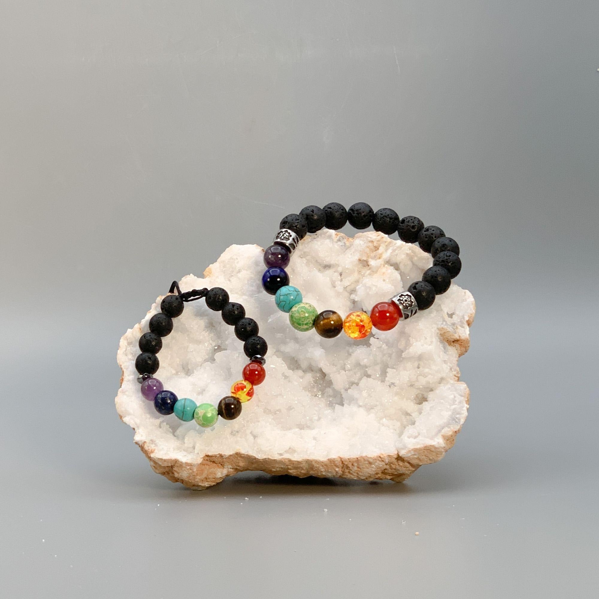 Set of Chakra Crystal Bracelets for Adult and Child